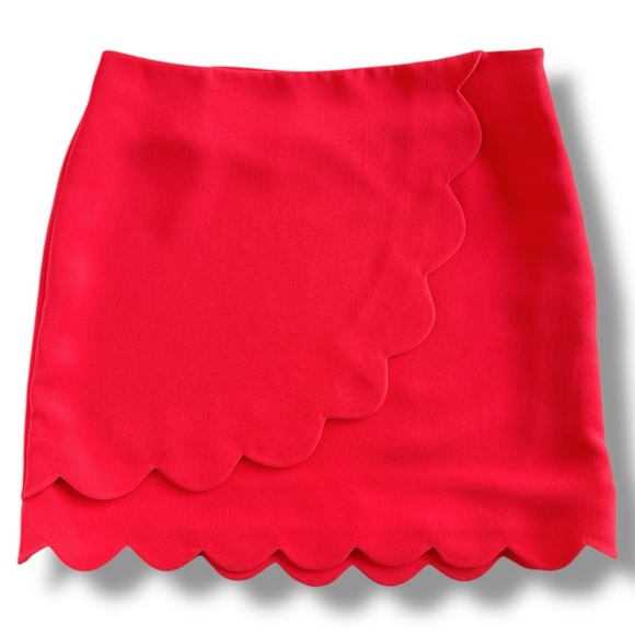 Draper James Coral Pink Scallop Hem Mini Skirt Cocktail - Picture 1 of 15